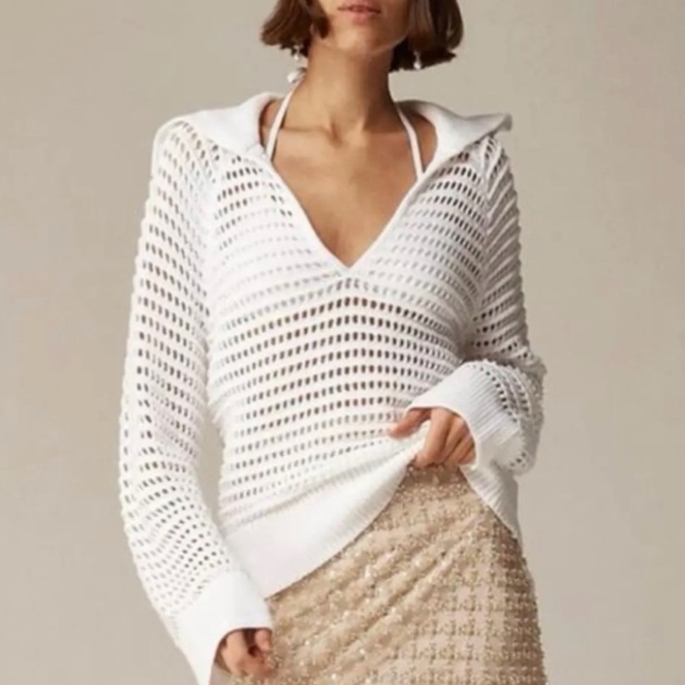 J Crew cotton sailor collar sweater
